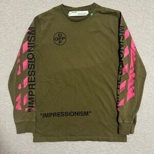 Off-White Impressionism 99 Arrows Long Sleeve Shirt Olive Green OMAB001R19185015